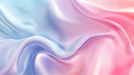 Obraz premium Abstract digital illustration of flowing satin fabric with blended pink and blue hues.