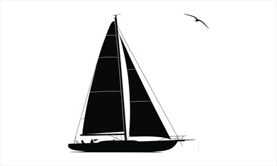 Sailboat silhouette ocean bird minimalist design