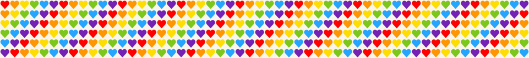Rainbow Heart Mosaic, diagonal border,seamless vector pattern