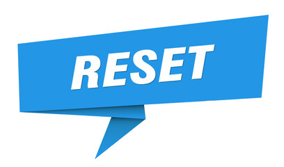 reset banner. reset speech bubble, label, sticker, sign template