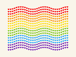 Rainbow Heart Mosaic, seamless vector pattern