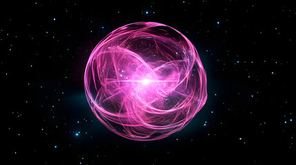 Pulsar on black background. Neutron star with radiation beams in deep space. Superdense remnant of a star.