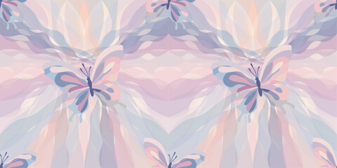 Butterfly Holographic in a Seamless Pattern. abstract geometric shape in trendy 90s, 00s psychedelic style. Holographic vector illustrations, elements and signs.