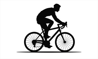 Fototapeta premium Silhouette cyclist riding road bicycle outdoors