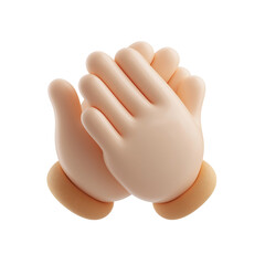 3D Cartoon Hands in Clapping Pose on White Background