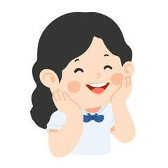 Happy Schoolgirl with hand under chin