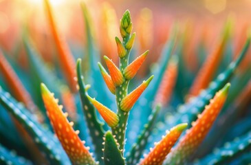 close-up of vibrant succulent flowers in natural sunlit setting