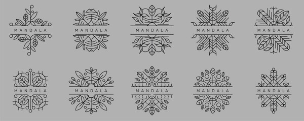Set Collections of Mandala, Luxury Flower with Ornament and Decoration Art, Abstract Floral Logo Design Vector Inspirations.