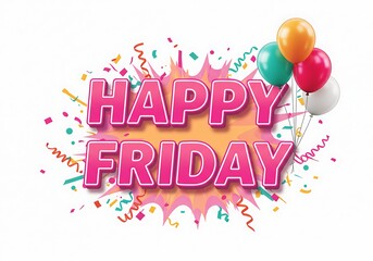 Happy Friday Lettering with Balloons