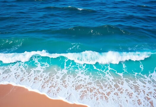Blue ocean waves crashing on a beach, symbolizing the vast potential of e-commerce, commerce, metaphor - Powered by Adobe
