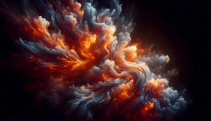 Abstract Fiery Nebula Swirling Colors and Cosmic Energy