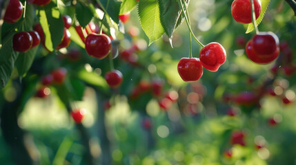 Obraz premium A Bountiful Harvest in the Cherry Orchard