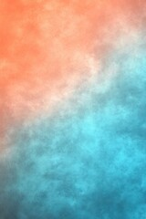 Fototapeta premium Abstract Coral And Light Blue Watercolor Texture, Gradient Orange, Teal Cloudy Effect
