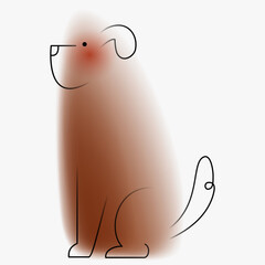 Big dog character. Creative art composition with blurred gradient and simple line elements. Set of bright modern design cartoon animal in minimalistic style. Vivid vector illustration.