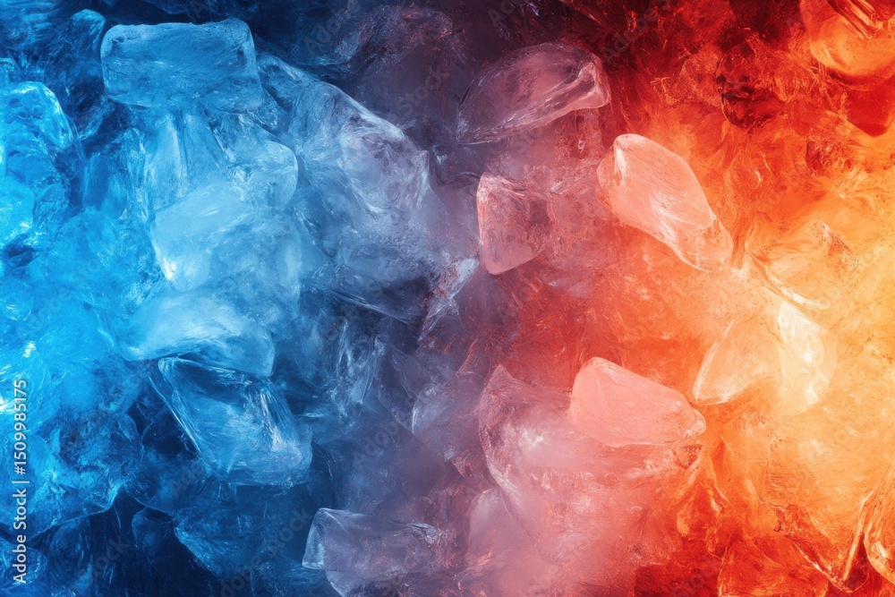 Poster fire and ice seamless background creating dynamic contrast in color and texture for artistic designs