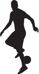 Silhouette of a male soccer player juggling a ball in action isolated on white background Perfect for sports training competition and fitness themes