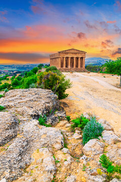 Agrigento, Sicily island, Italy: Temple of Concordia, ancient greek temple in the Valley of the temples