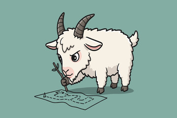 A goat and butcher dance joyfully, celebrating the spirit of Eid.