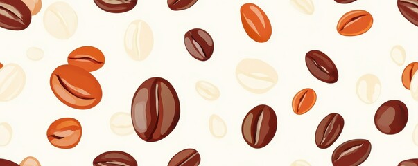 seamless coffee beans on white background