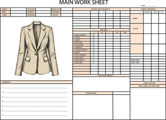 COAT SPEC SHEET DESIGN ILLUSTRATION FOR FASHION DESIGN