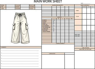 PANT SPEC SHEET DESIGN ILLUSTRATION FOR FASHION DESIGN
