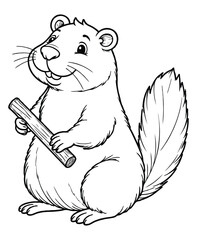 Cute beaver Illustration Coloring Book © Farida