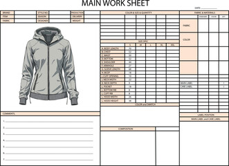 JACKET SPEC SHEET DESIGN ILLUSTRATION FOR FASHION DESIGN