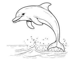 Cute dolphin Illustration Coloring Book