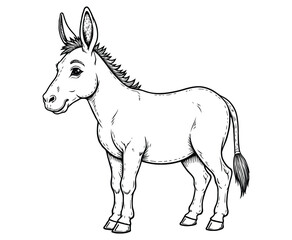 Cute donkey Illustration Coloring Book