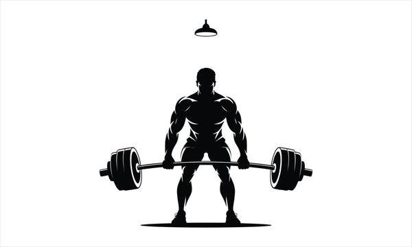 Strongman silhouette deadlifting heavy weight gym
