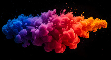 Obraz premium Colorful Ink Cloud Explosion Against Dark Backdrop for Abstract Art