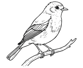 Cute robin Illustration Coloring Book