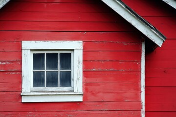 Bright red barn with white trim showcasing rustic charm on a sunny day near farmland