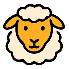 Ied Al Adha icon vector of sheep head symbolizing qurban ritual during Islamic sacrifice festival.