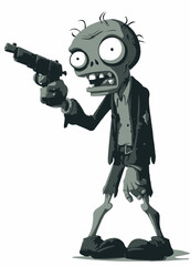 Fototapeta premium A mysterious Zombie Secret Agent with rotting skin, holding a silenced pistol,