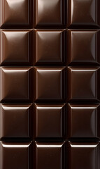 Close up delight of a dark chocolate bar featuring shiny squares and smooth texture perfect for dessert indulgence