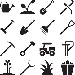 agricultural icon set silhouette vector .