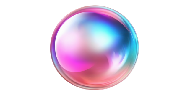 iridescent gradient sphere object on white background