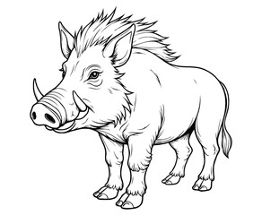 Cute wild boar Illustration Coloring Book
