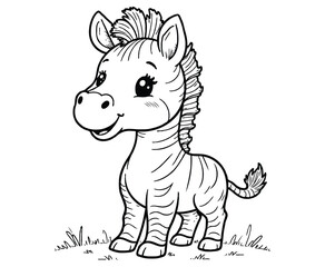 Cute Zebra Illustration Coloring Book