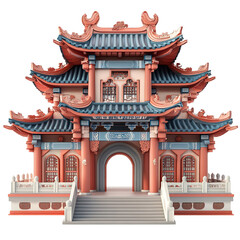 Fototapeta premium 3D front view illustration of the Chinatown Heritage Centre Singapore monument isolated on a white background. --stylize 300 --v 6.1.png