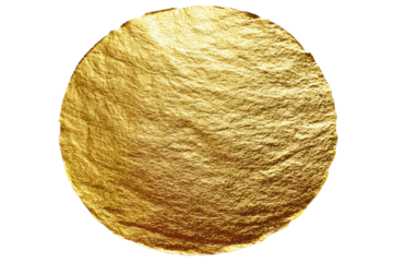 PNG Textured gold foil circle on black background