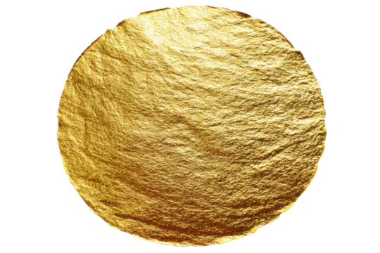 PNG Textured gold foil circle on black background