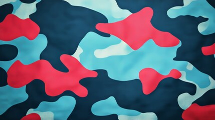 Fototapeta premium Blue And Red Camouflage Pattern, Abstract Digital Military Camouflage Background Texture