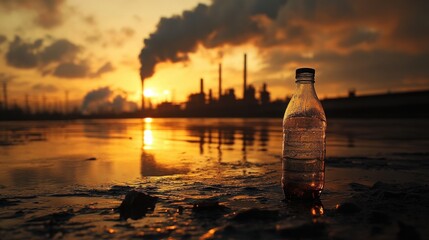 Pollution impact on environment industrial area photography sunset ground level environmental awareness