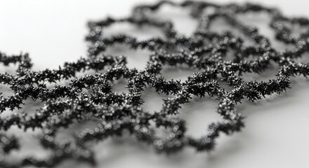 Intricate Structure Composed of Irregular Black Spiked Elements on White