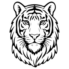 Fototapeta premium Tiger head line art vector ilustration. Logo, tattoo, icon design.