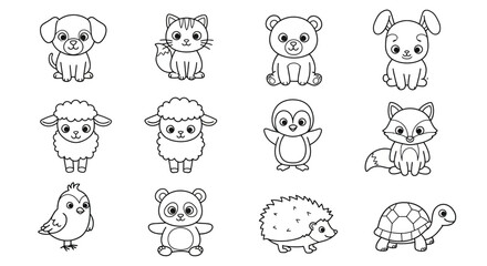 Cute Line Art Animals for Coloring