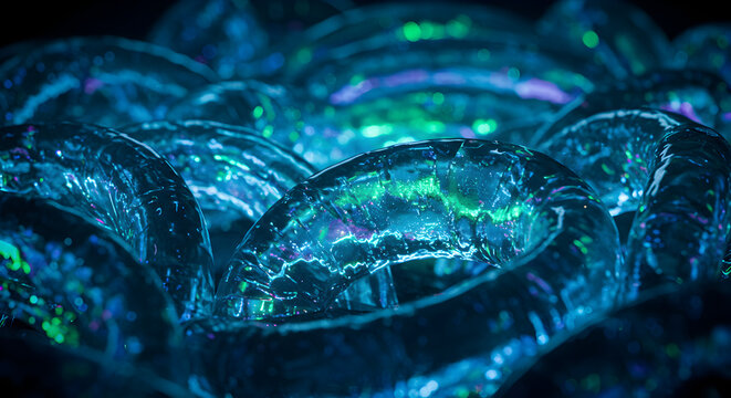 Abstract Chain Links Glowing With Neon Colored Lighting Effect Artistic Style - Powered by Adobe