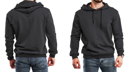 Dark gray sweatshirt mockup worn by a young man, isolated